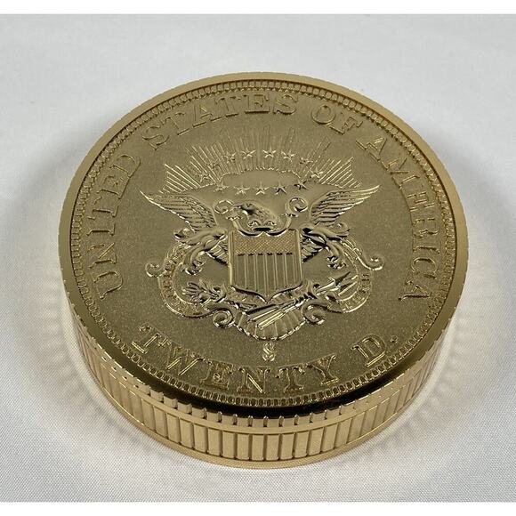 Seiko Quartz Twenty Dollar Gold Coin Alarm Desk Travel Clock Presidential Seal - Picture 6 of 13